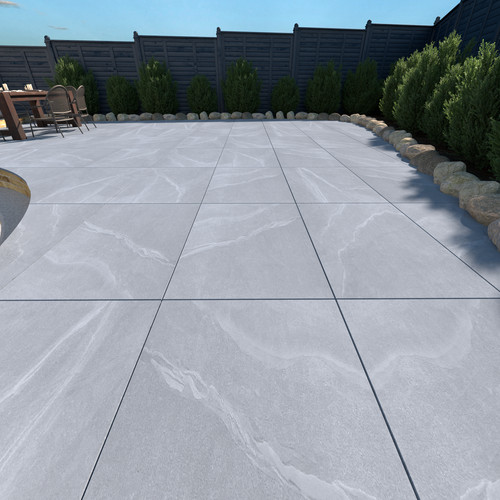Grey porcelain paving patio