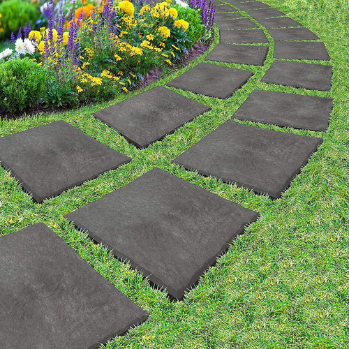 4pc grey plastic garden tiles - grey,