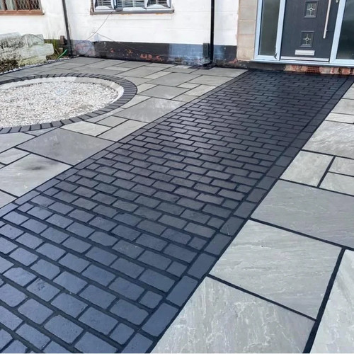 Black limestone cobble - black,